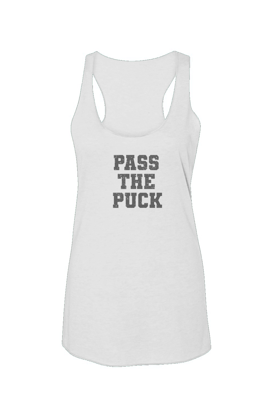Pass the Puck Racerback Barn Tank White | Barn Garb Hockey Threads