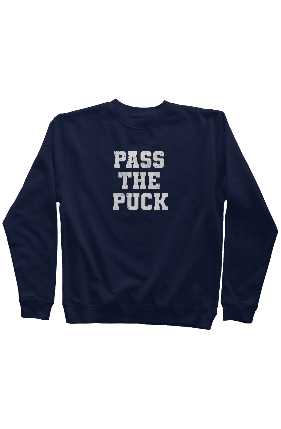 Pass the Puck Rinkside Crewneck Sweatshirt Navy Blue | Barn Garb Hockey Threads