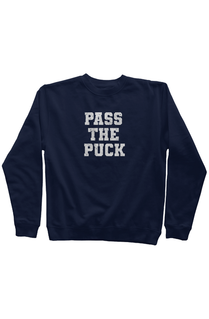 Pass the Puck Rinkside Crewneck Sweatshirt Navy Blue | Barn Garb Hockey Threads