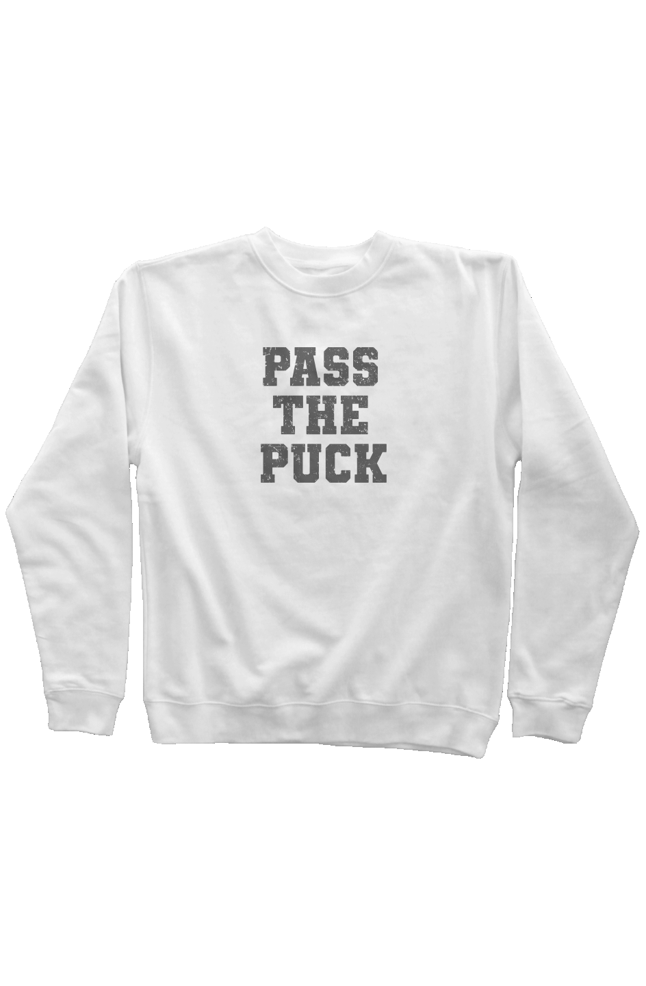 Pass the Puck Rinkside Crewneck Sweatshirt White | Barn Garb Hockey Threads