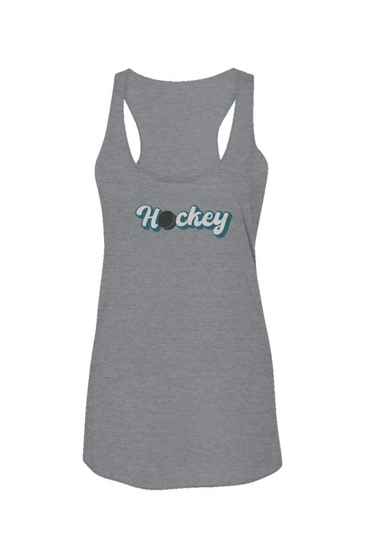 Puckin' Script Racerback Barn Tank Grey | Barn Garb Hockey Threads