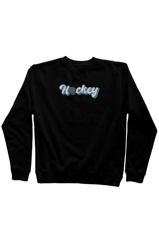 Puckin' Script Rinkside Crewneck Sweatshirt Black | Barn Garb Hockey Threads