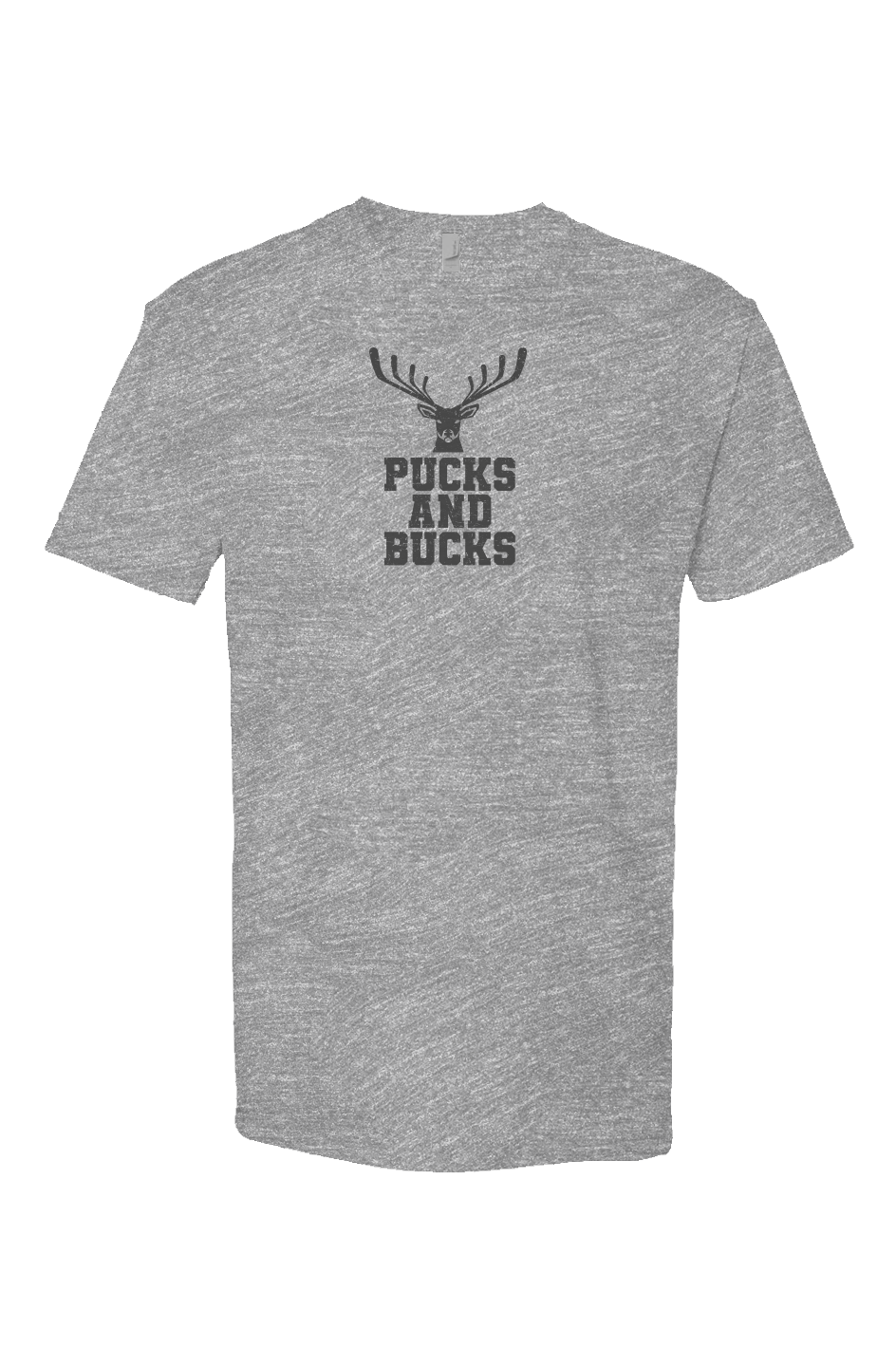 Pucks And Bucks Stacked Breakaway Performance Tee Grey | Barn Garb Hockey Threads