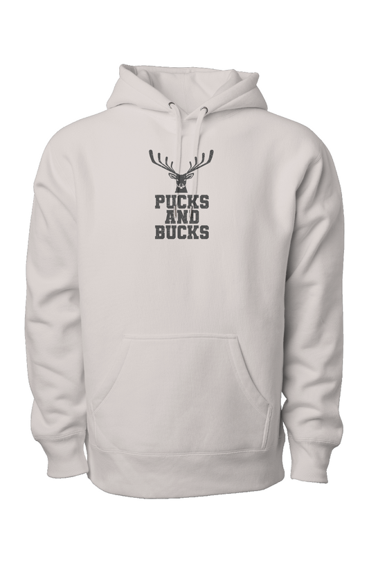 Pucks And Bucks Stacked Legend Heavyweight Hoodie Bone | Barn Garb Hockey Threads