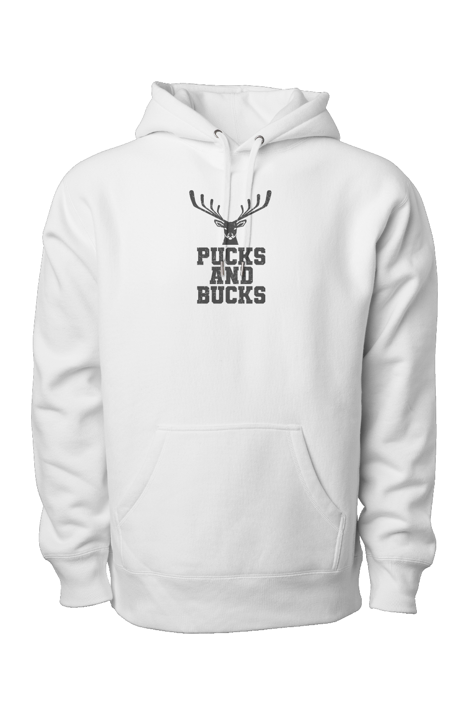 Pucks And Bucks Stacked Legend Heavyweight Hoodie White | Barn Garb Hockey Threads