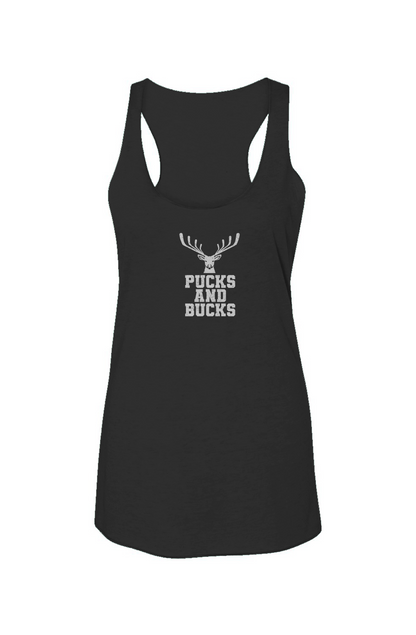Pucks And Bucks Stacked Racerback Barn Tank Charcoal | Barn Garb Hockey Threads