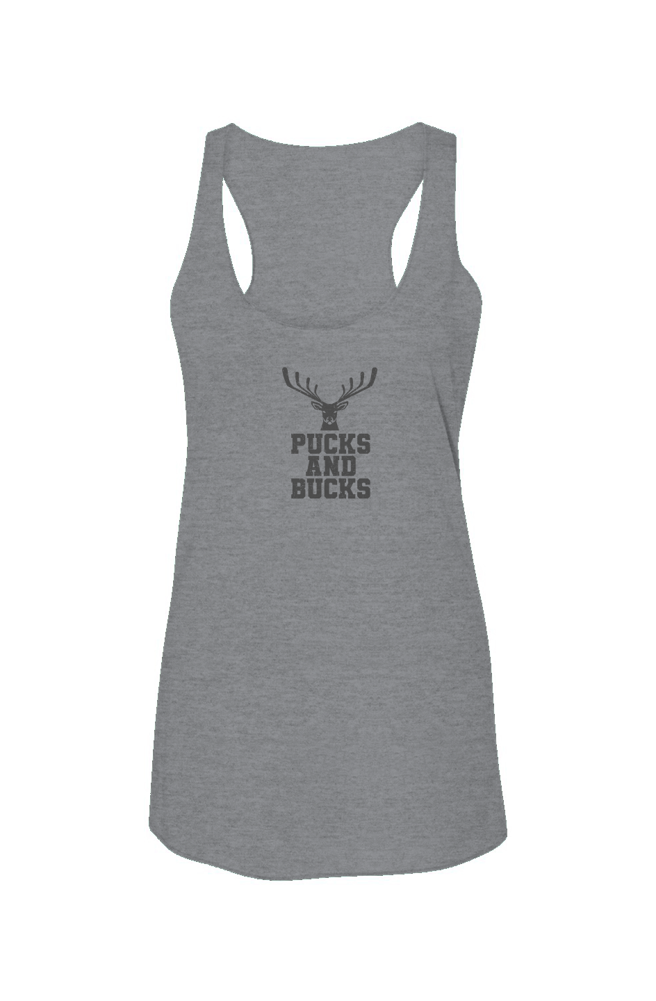 Pucks And Bucks Stacked Racerback Barn Tank Grey | Barn Garb Hockey Threads