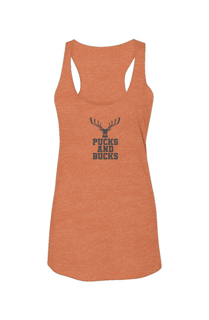 Pucks And Bucks Stacked Racerback Barn Tank Orange | Barn Garb Hockey Threads