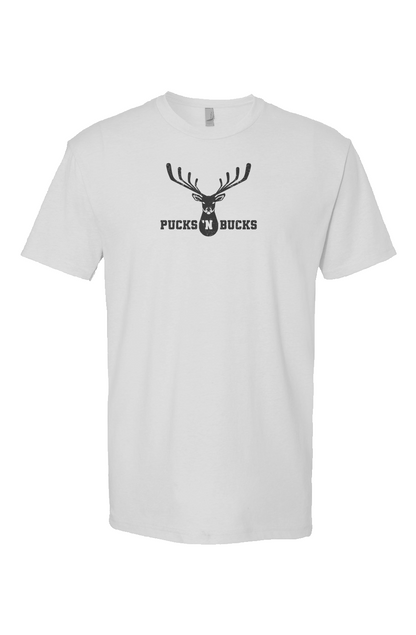 Pucks N Bucks Crest Breakaway Performance Tee White | Barn Garb Hockey Threads
