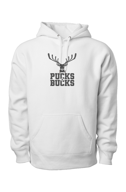 Pucks N Bucks Legend Heavyweight Hoodie White | Barn Garb Hockey Threads