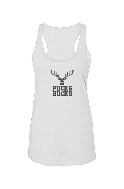 Pucks N Bucks Racerback Barn Tank White | Barn Garb Hockey Threads