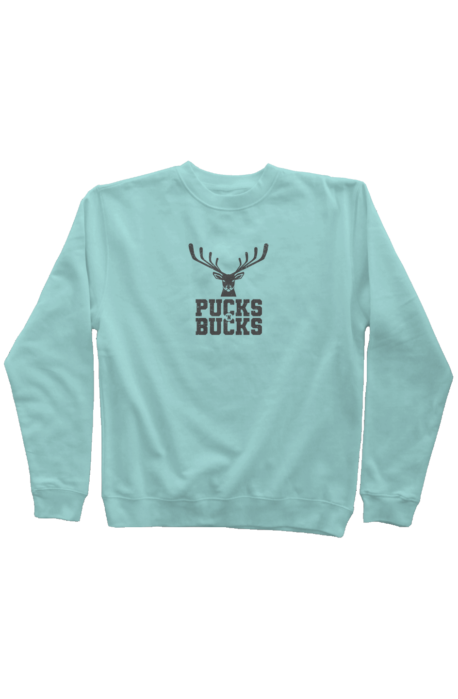 Pucks N Bucks Rinkside Crewneck Sweatshirt Ice Blue | Barn Garb Hockey Threads