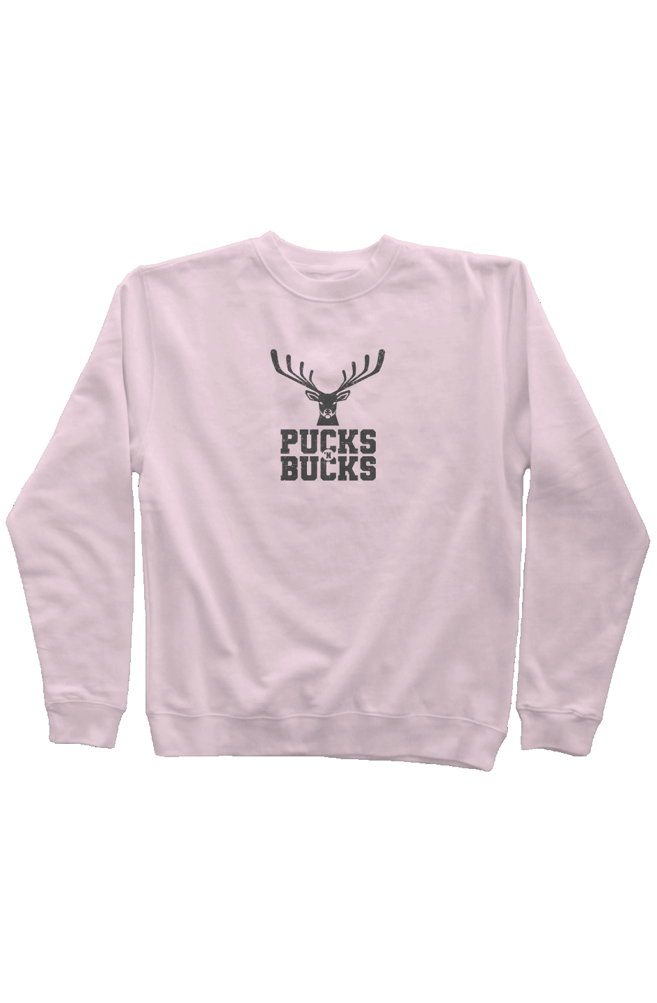 Pucks N Bucks Rinkside Crewneck Sweatshirt Pink | Barn Garb Hockey Threads