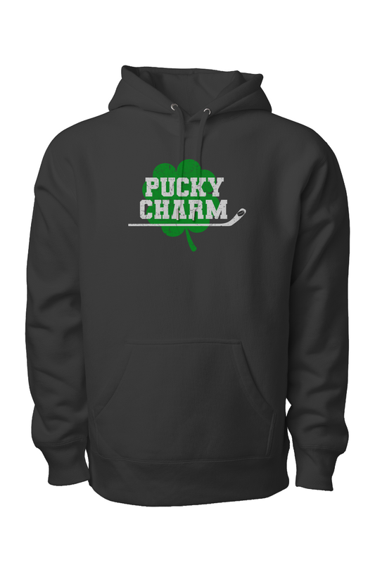 Pucky Charm Legend Heavyweight Hoodie Black | Barn Garb Hockey Threads