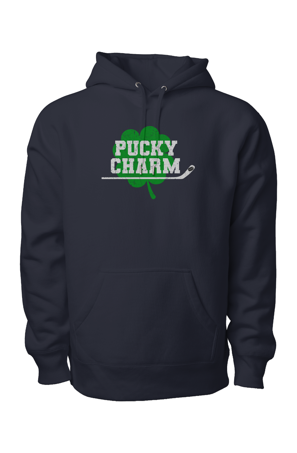 Pucky Charm Legend Heavyweight Hoodie Navy Blue | Barn Garb Hockey Threads