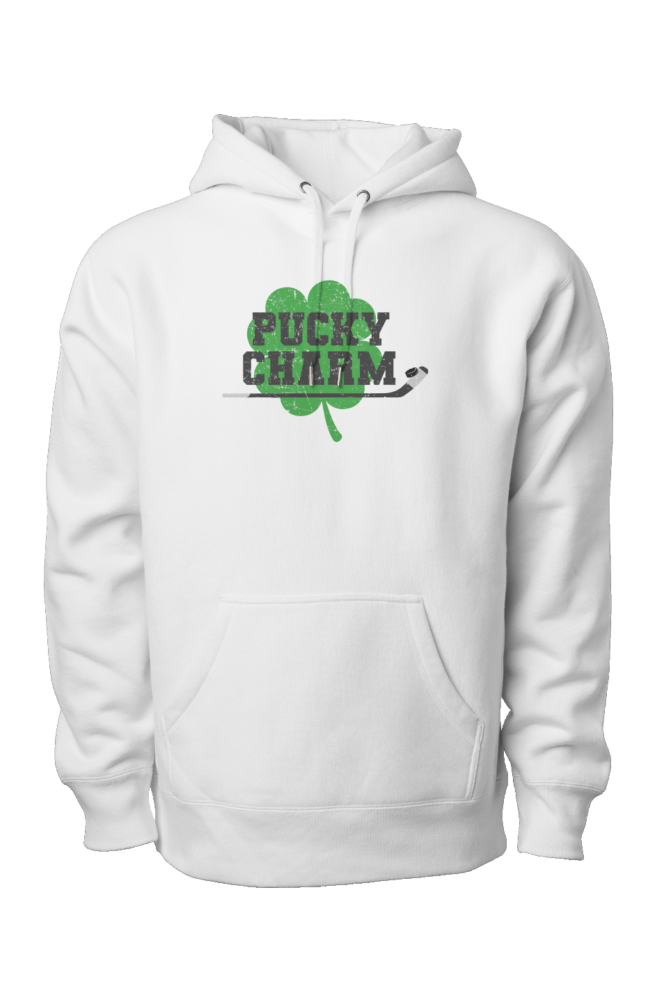 Pucky Charm Legend Heavyweight Hoodie White | Barn Garb Hockey Threads