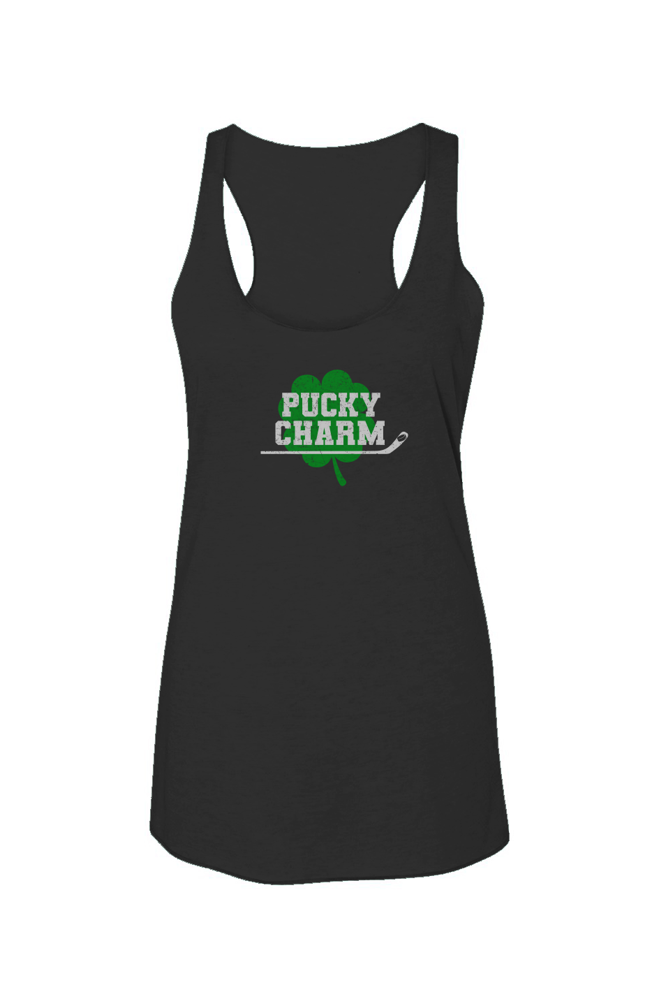 Pucky Charm Racerback Barn Tank Charcoal | Barn Garb Hockey Threads