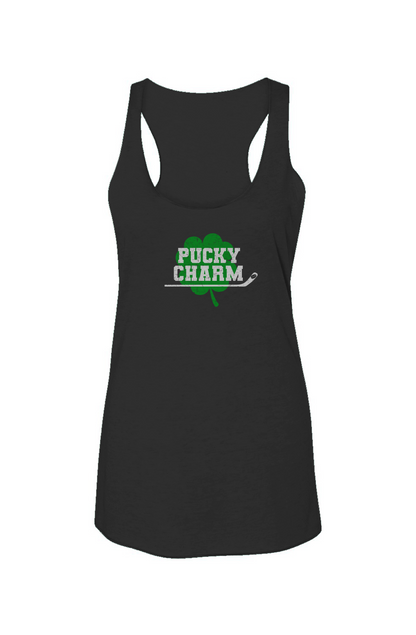 Pucky Charm Racerback Barn Tank Charcoal | Barn Garb Hockey Threads