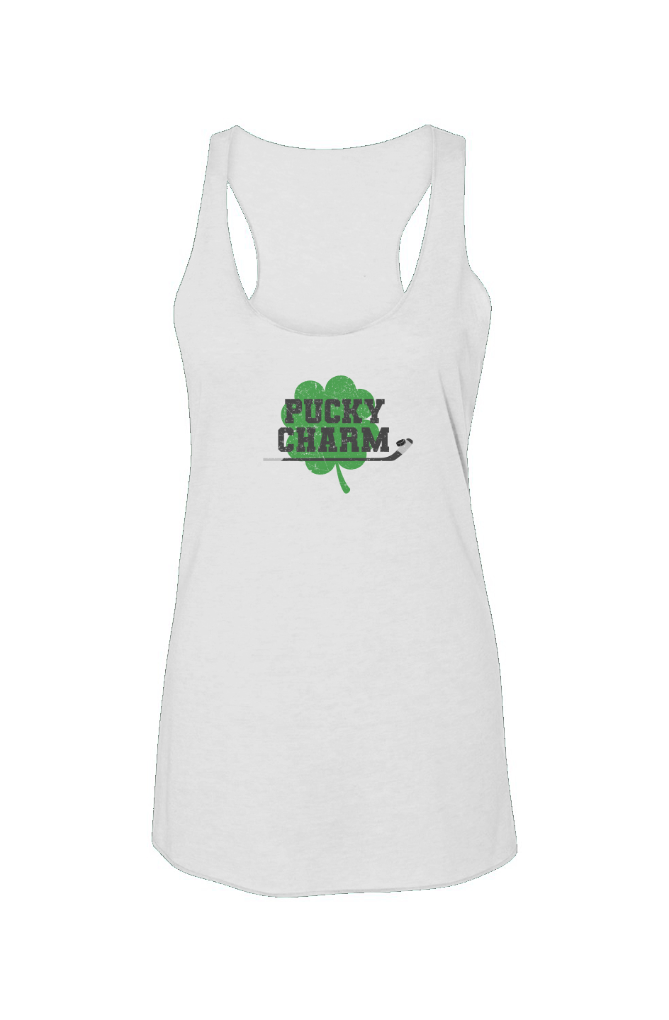 Pucky Charm Racerback Barn Tank White | Barn Garb Hockey Threads