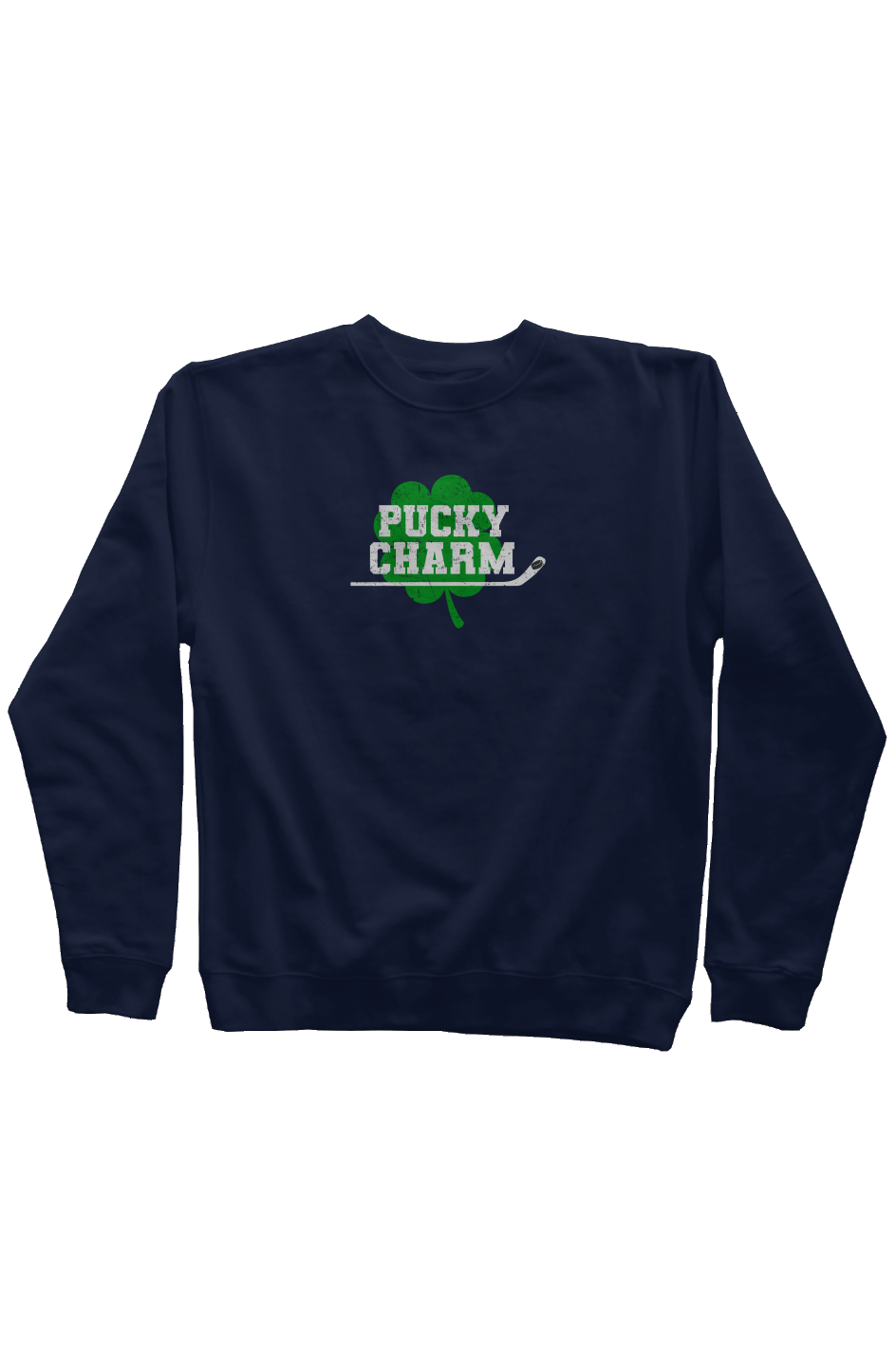 Pucky Charm Rinkside Crewneck Sweatshirt Navy Blue | Barn Garb Hockey Threads