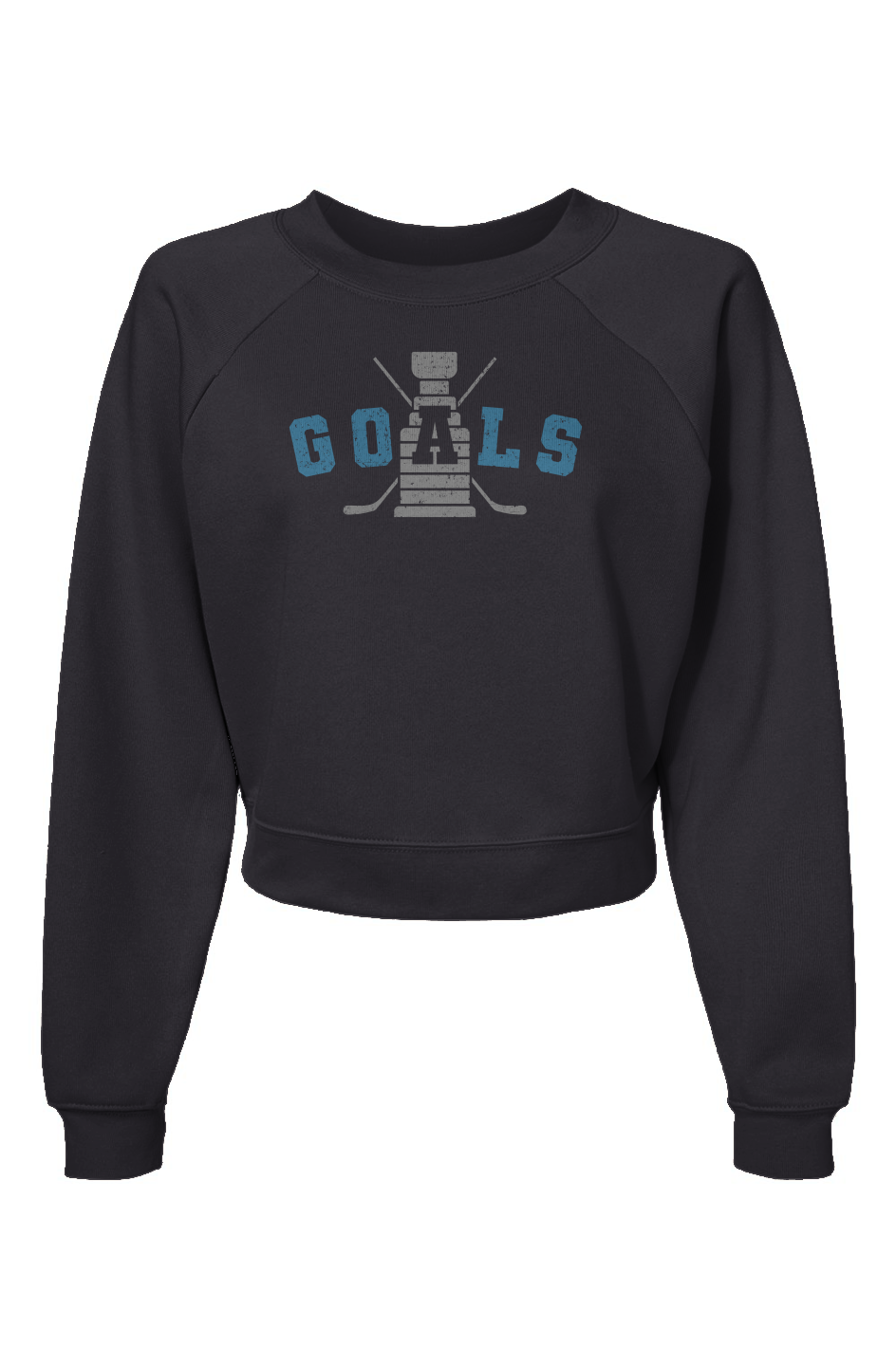 Raglan Rival Goals Crossed Sticks Pullover Charcoal | Barn Garb Hockey Threads