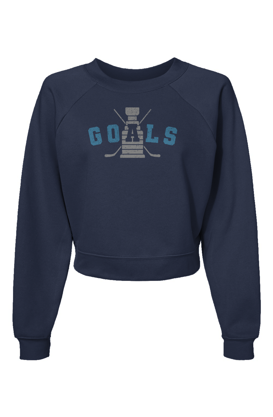 Raglan Rival Goals Crossed Sticks Pullover Navy Blue | Barn Garb Hockey Threads