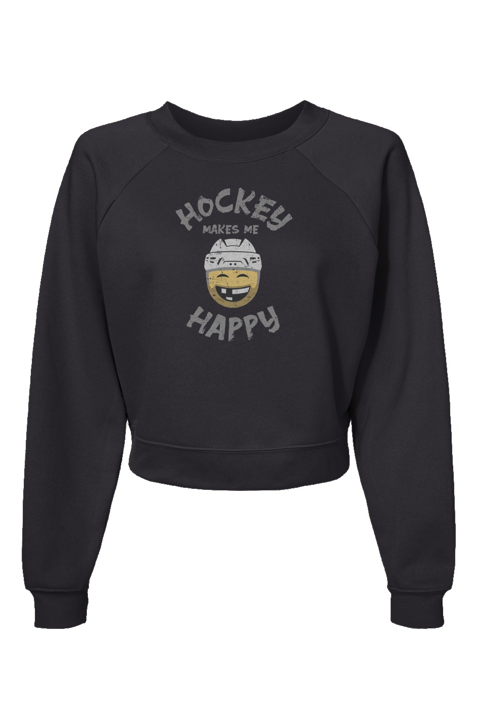 Raglan Rival Hockey Makes Me Happy Pullover Vintage Charcoal | Garb Hockey Threads