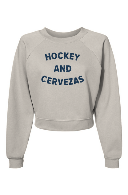 Raglan Rival Hockey and Cervezas Pullover Vintage White | Barn Garb Hockey Threads