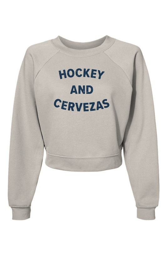 Raglan Rival Hockey and Cervezas Pullover Vintage White | Barn Garb Hockey Threads