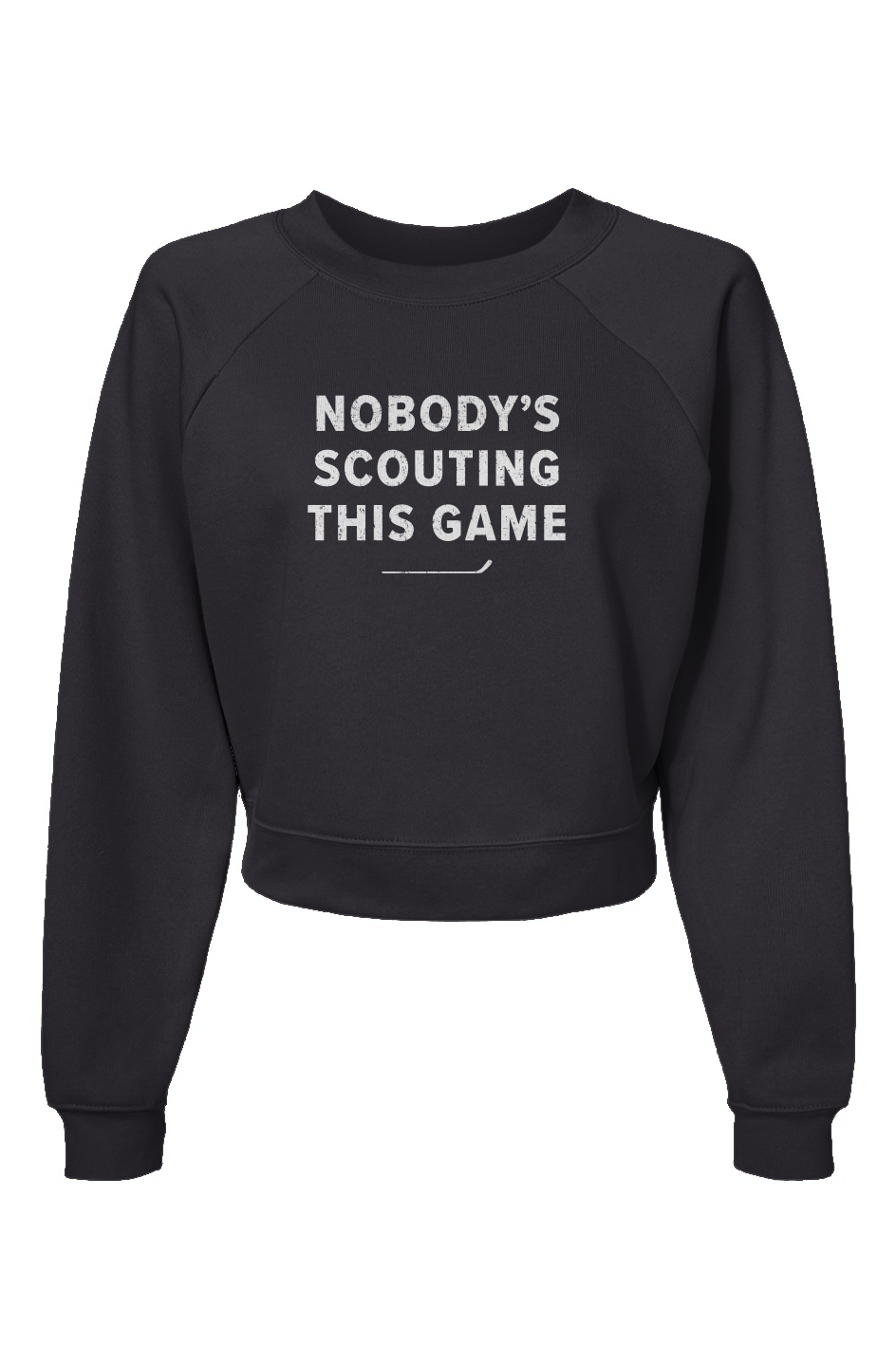 Raglan Rival Nobody's Scouting This Game Pullover Charcoal | Barn Garb Hockey Threads