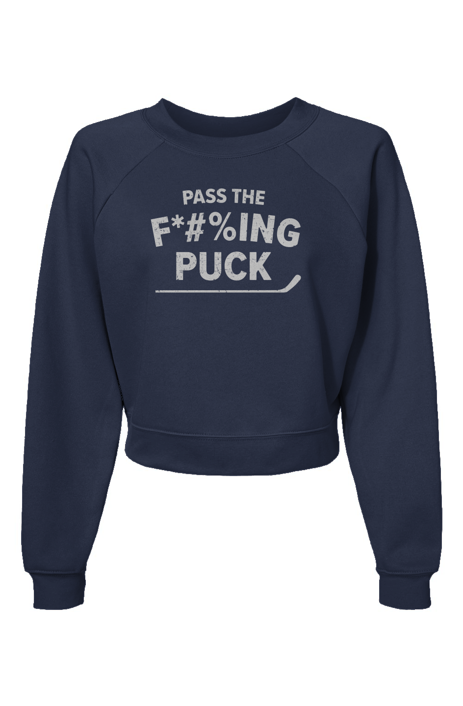 Raglan Rival Pass the F*#%ing Puck Pullover Navy Blue | Barn Garb Hockey Threads