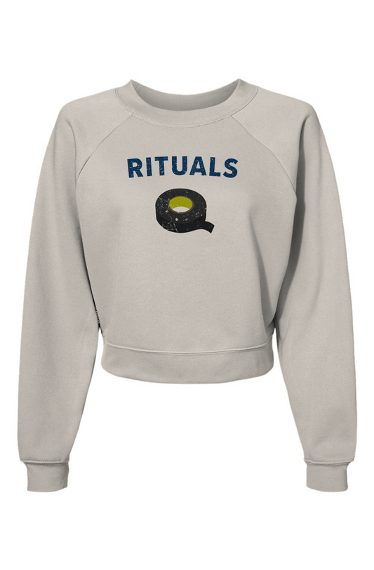Raglan Rival Rituals Black Tape Pullover Vintage White | Barn Garb Hockey Threads