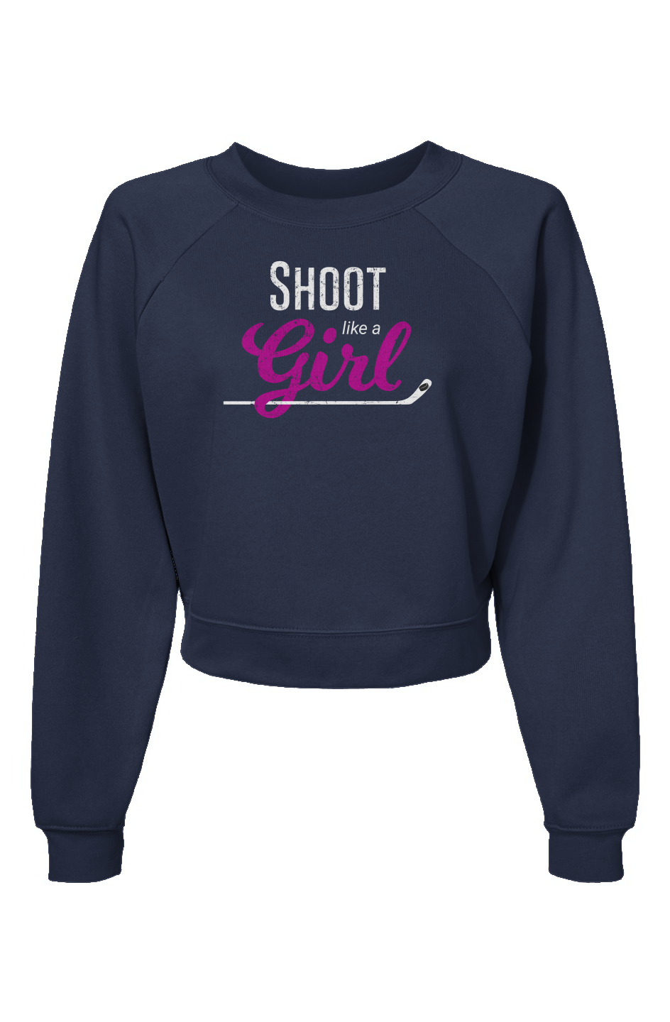 Raglan Rival Shoot Like A Girl Pullover Navy Blue | Barn Garb Hockey Threads
