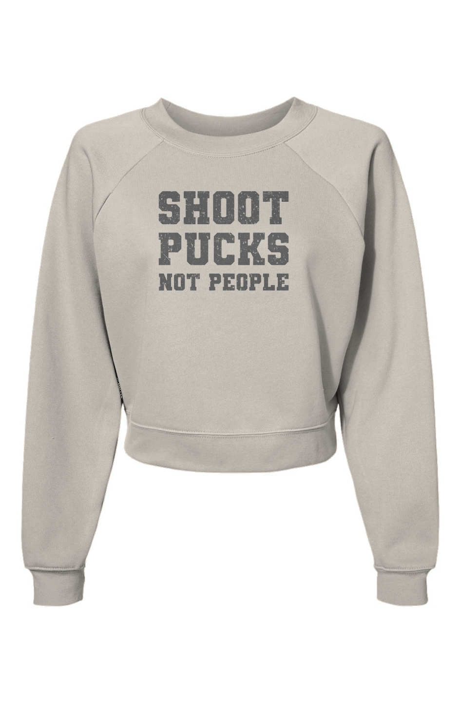 Raglan Rival Shoot Pucks Not People Pullover Vintage White | Barn Garb Hockey Threads