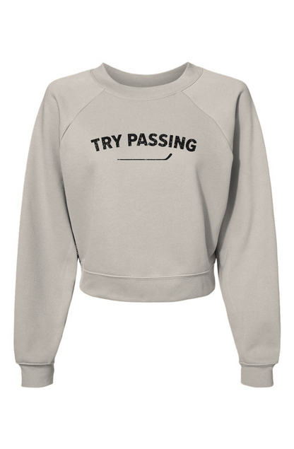 Raglan Rival Try Passing Pullover Vintage White | Barn Garb Hockey Threads