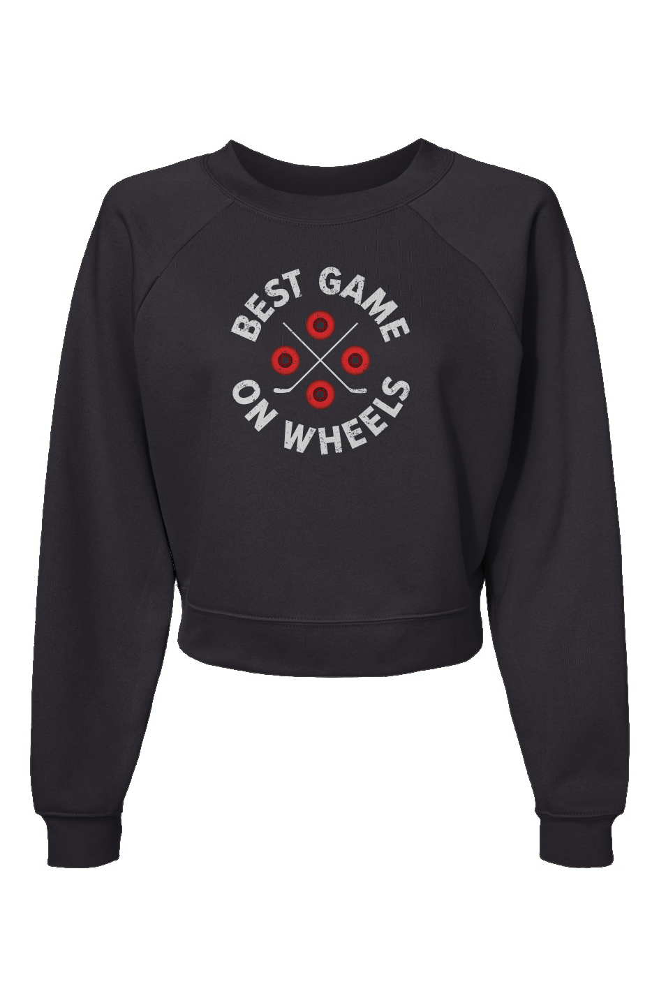 Raglan Rival Wheels and Sticks Pullover Charcoal | Barn Garb Hockey Threads