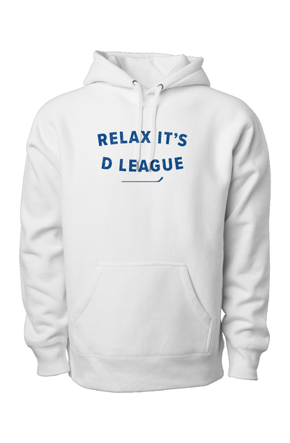 Relax it's D League Legend Heavyweight Hoodie White | Barn Garb Hockey Threads