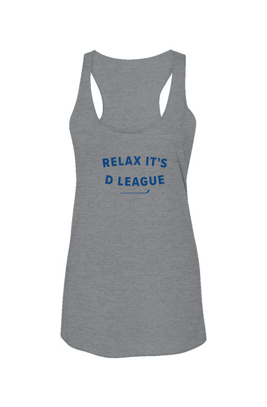 Relax it's D League Racerback Barn Tank Grey | Barn Garb Hockey Threads