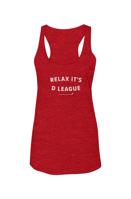 Relax it's D League Racerback Barn Tank Red | Barn Garb Hockey Threads