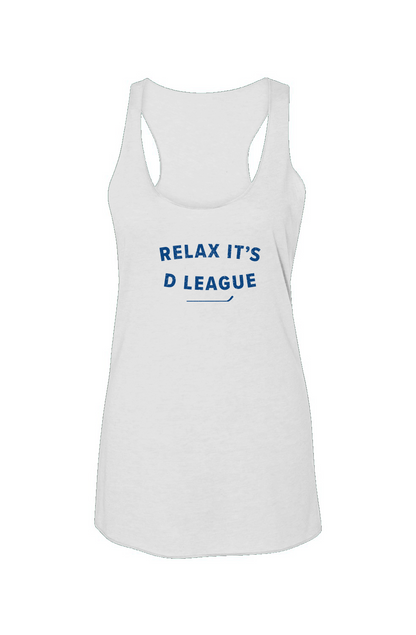 Relax it's D League Racerback Barn Tank White | Barn Garb Hockey Threads