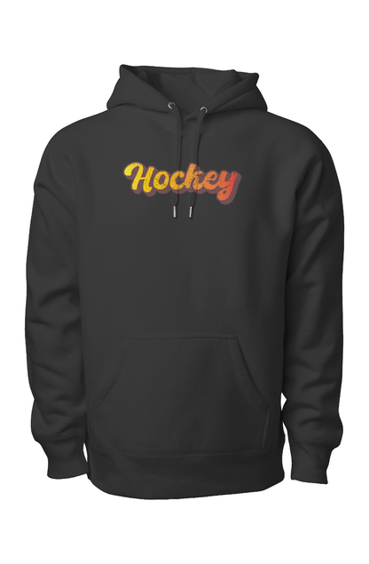 Retro Hockey Legend Heavyweight Cross Grain Hoodie Black | Barn Garb Hockey Threads