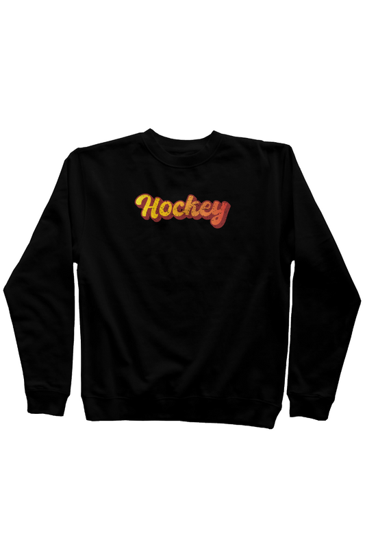 Retro Hockey Rinkside Crewneck Sweatshirt Black | Barn Garb Hockey Threads