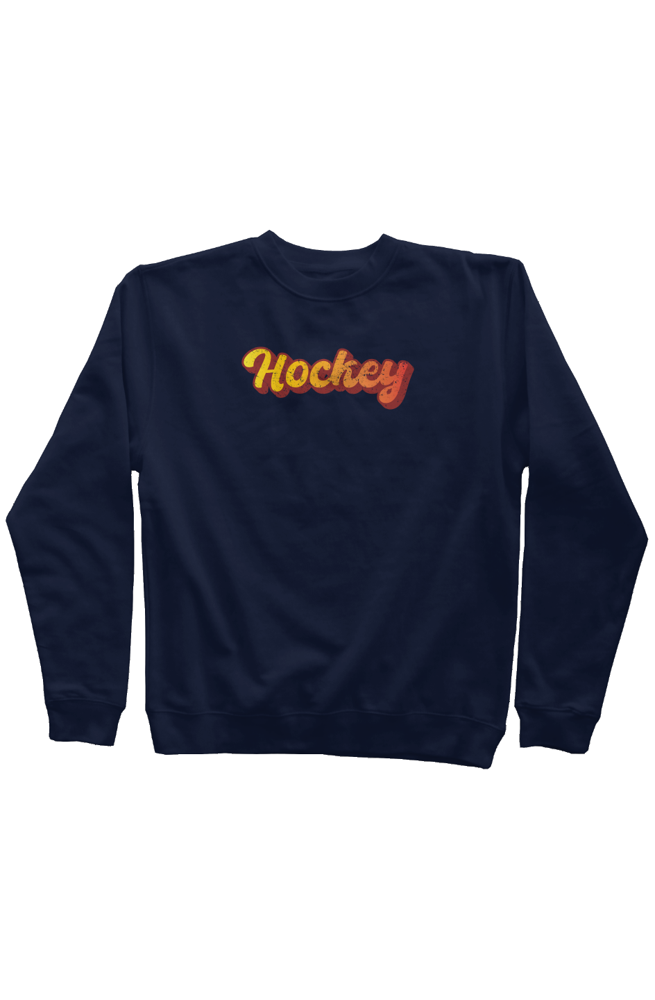 Retro Hockey Rinkside Crewneck Sweatshirt Navy Blue | Barn Garb Hockey Threads