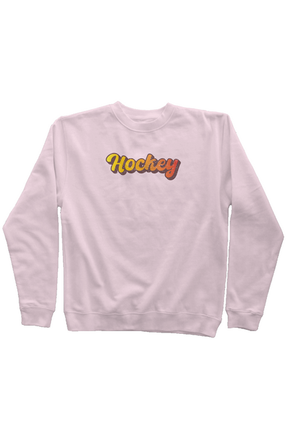 Retro Hockey Rinkside Crewneck Sweatshirt Pink | Barn Garb Hockey Threads