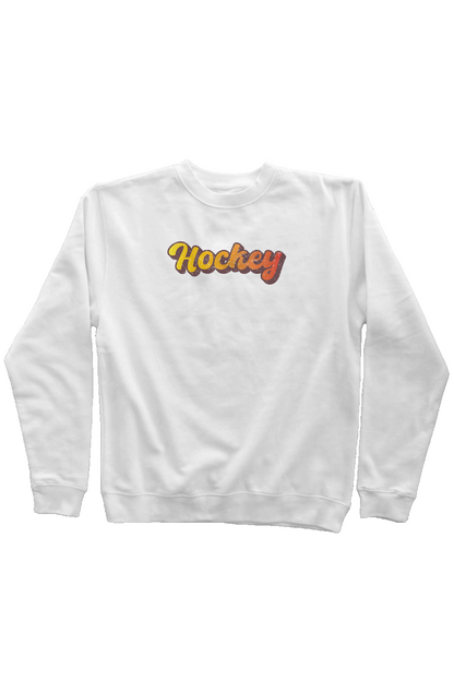 Retro Hockey Rinkside Crewneck Sweatshirt White | Barn Garb Hockey Threads