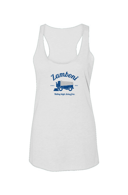 Riding High Living Free Racerback Barn Tank White | Barn Garb Hockey Threads