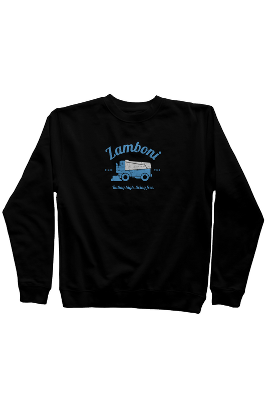 Riding High Living Free Rinkside Crewneck Sweatshirt Black | Barn Garb Hockey Threads