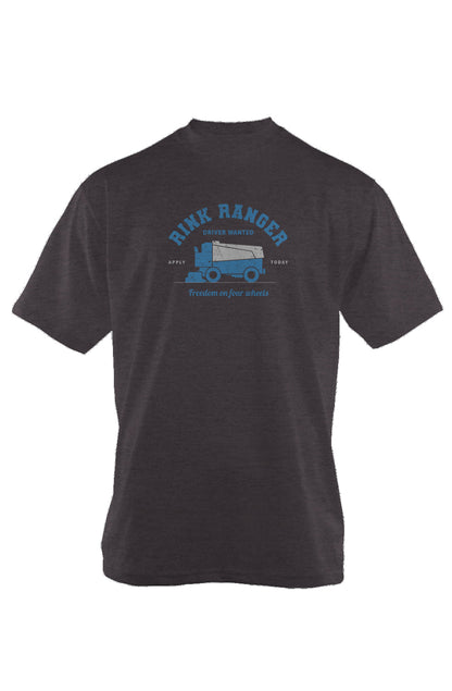 Rink Ranger 90s Throwback Tee Charcoal | Barn Garb Hockey Threads