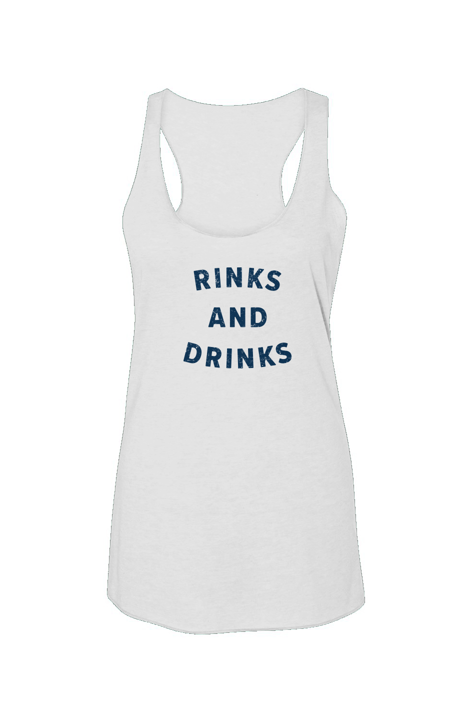 Rinks and Drinks Racerback Barn Tank White | Barn Garb Hockey Threads
