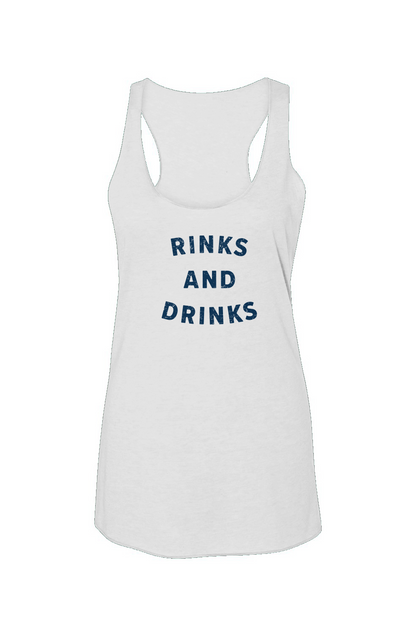 Rinks and Drinks Racerback Barn Tank White | Barn Garb Hockey Threads